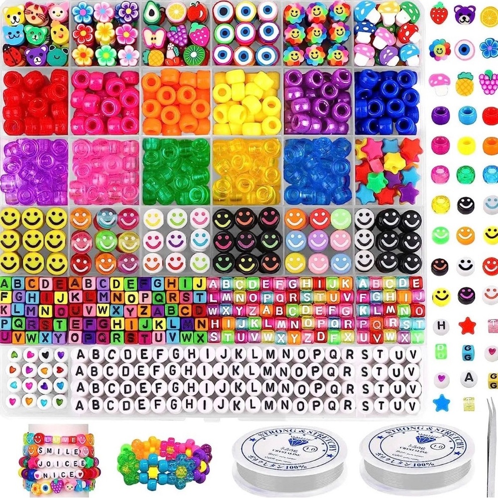 JOICEE Bracelet Making Kit Pony Beads fruite Flower Polymer Clay Beads Smile for